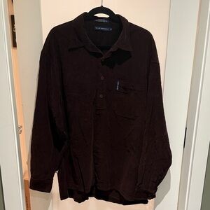 Club Monaco Dark Brown Corduroy Top with Navy Brand Labels